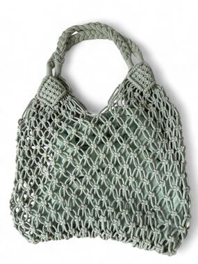 Zara Sage Green Macramé Tote